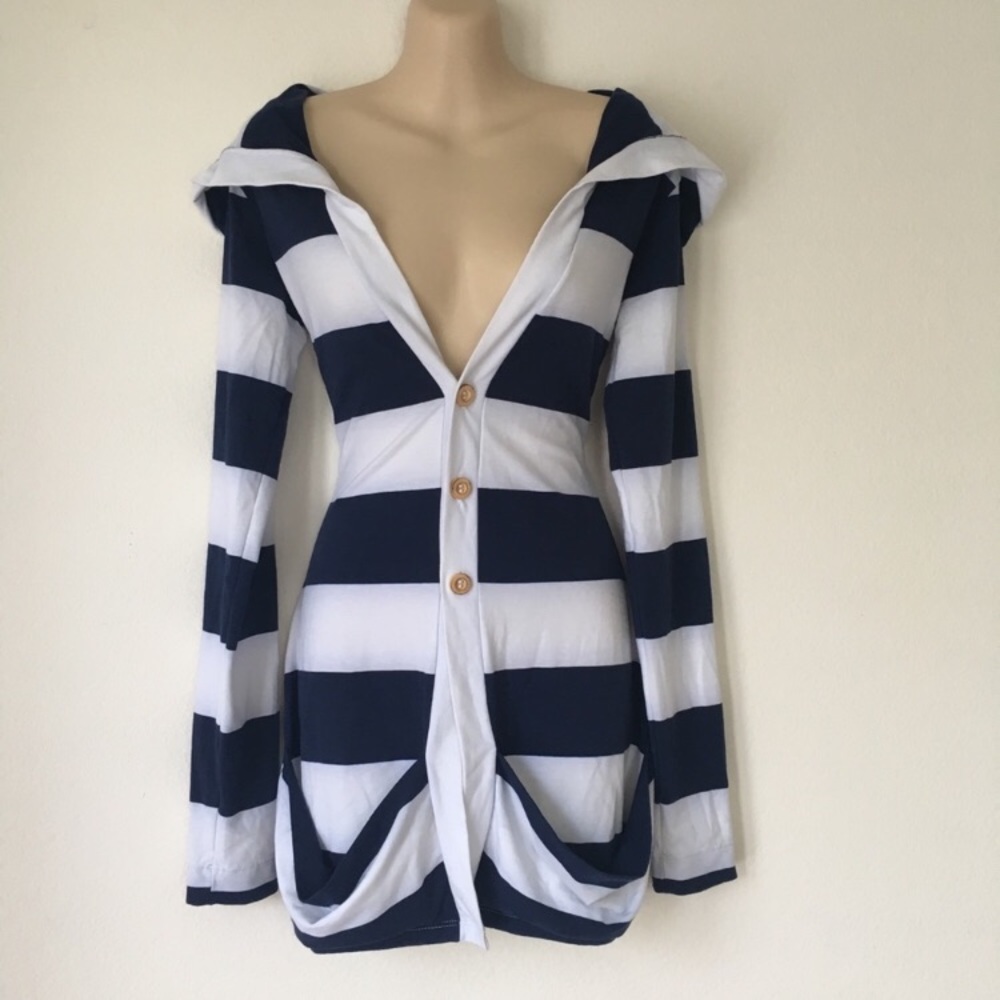 CastCouture / Etsy Sailor Striped Hooded Cardigan